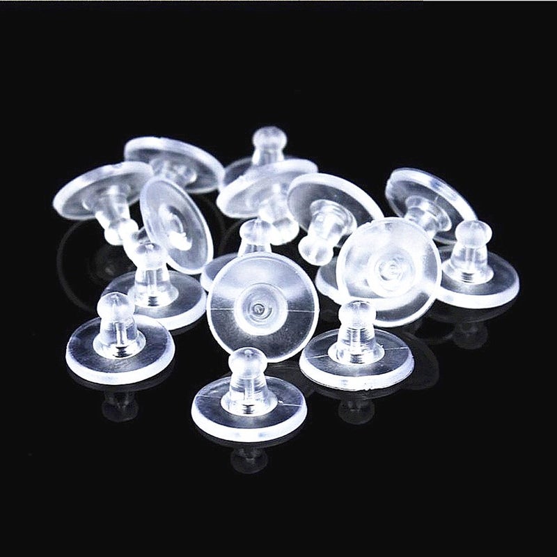 Kinteshun Silicon Rubber Stud Earring Backs,Soft Clear Safety Round Disc Earnuts Earring Stopper for DIY Jewelry Making Supplies(100pcsï¼‰ - Image 1